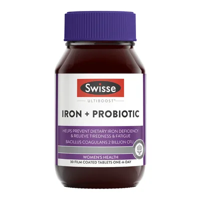 Swisse Ultiboost Iron + Probiotic 30 Tablets